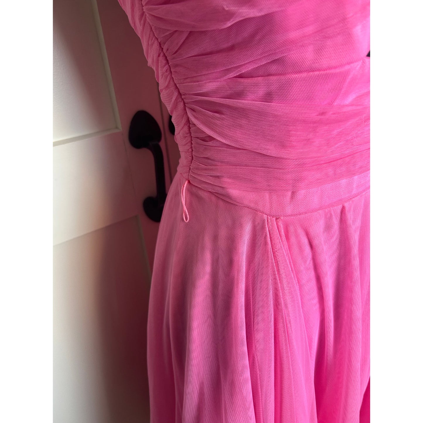 y2k cache hot pink fairy hem strapless dress size 8 coquette harajuku