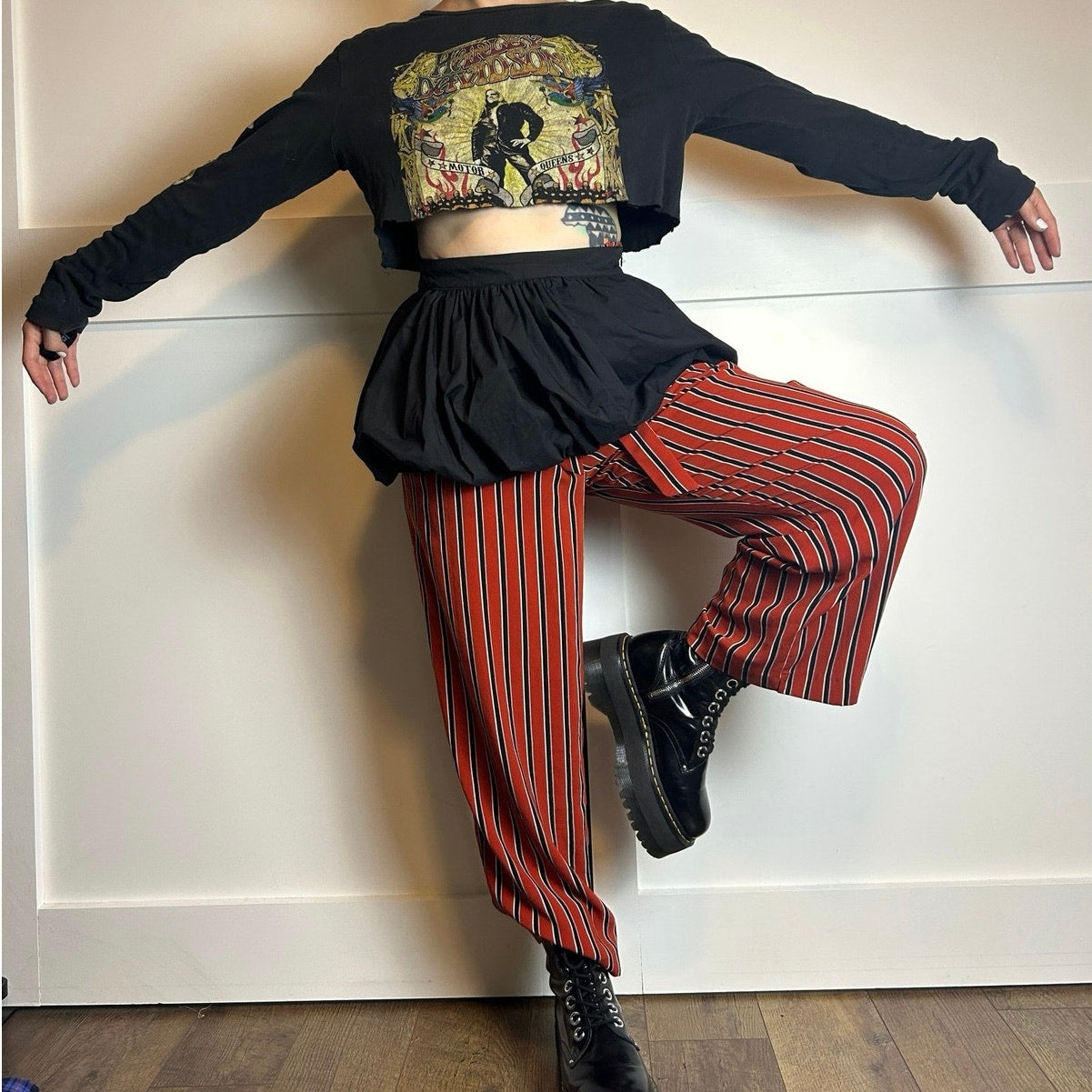 Cropped Harley Motor Queens graphic tee biker babe moto