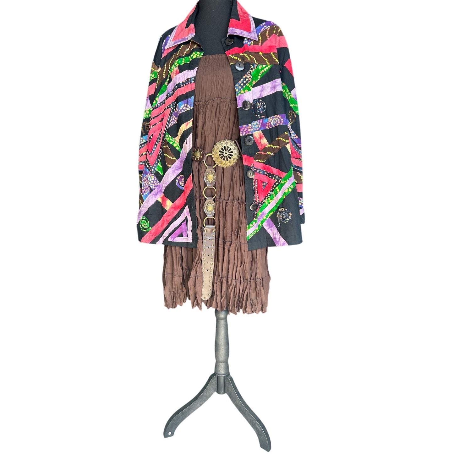 🌈 Lifestyle Woman Patchwork Whimsical Jacket Cotton 2X