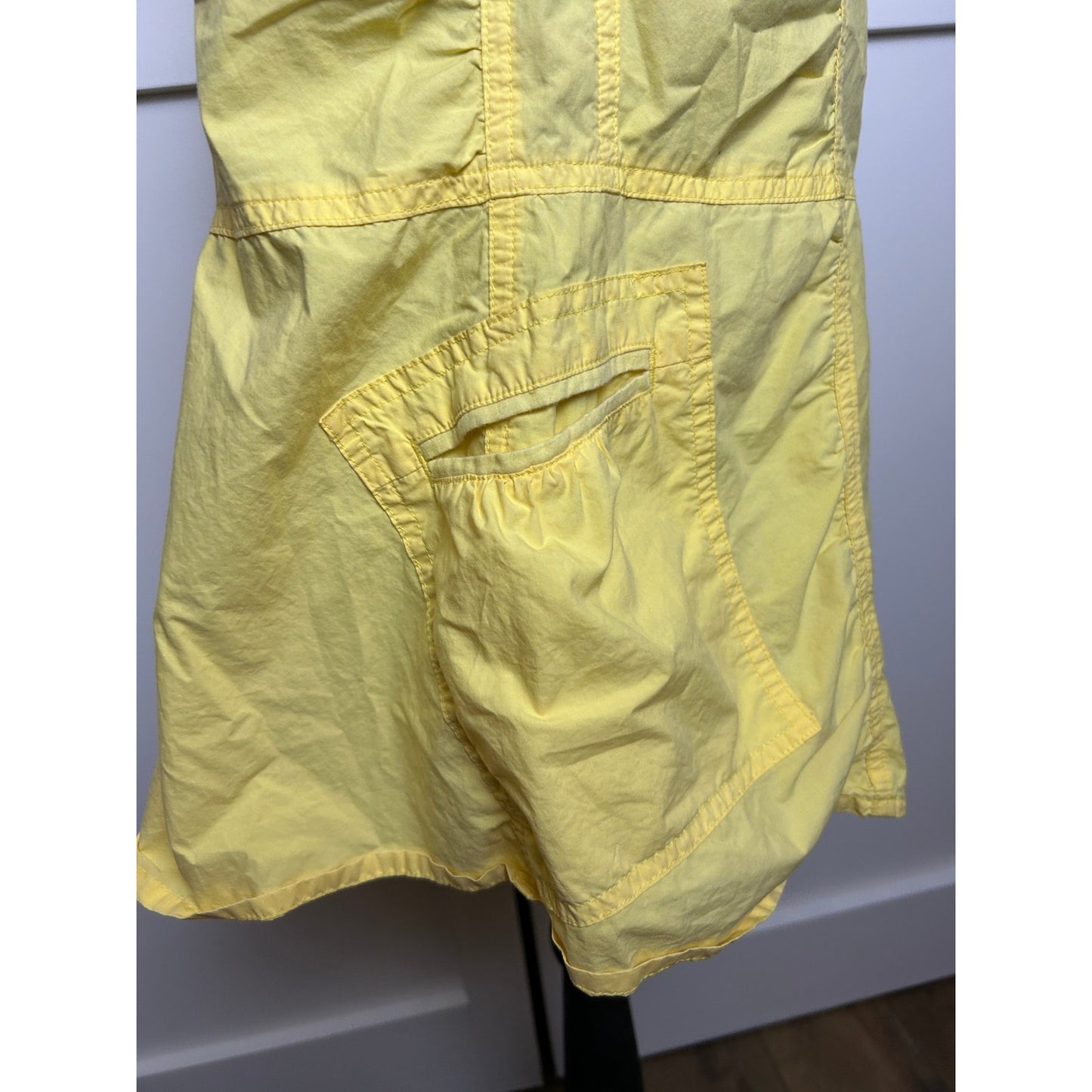 Kristina Popovitch Yellow Cargo Sundress Size S Y2K euro Utility Mini Dress
