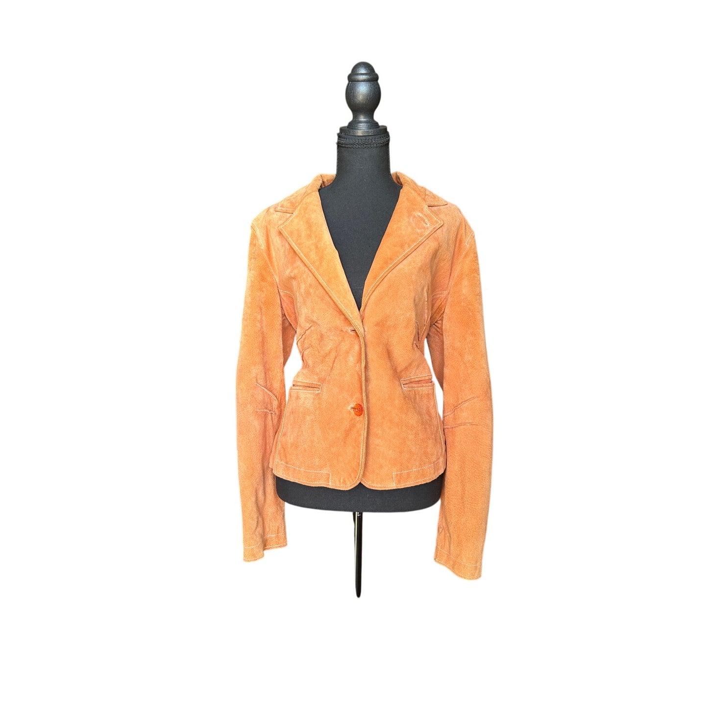 wilson leather maxima orange tailored suede blazer size l