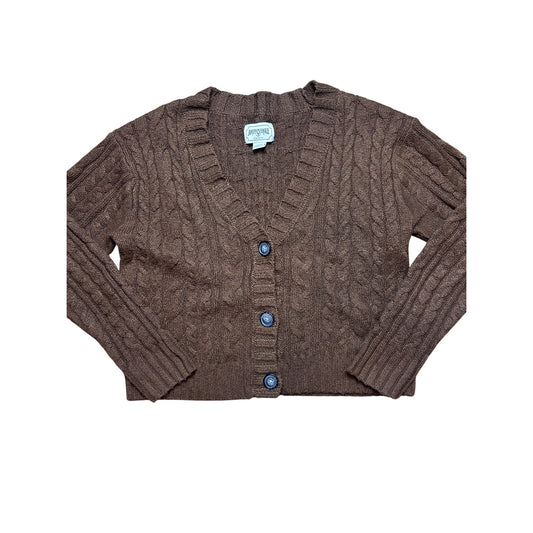 american eagle chocolate brwon cropped cardigan  perfect for fall size s