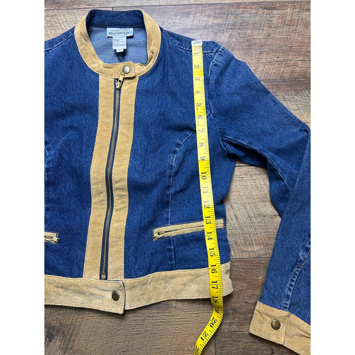 Newport News Jeanology Denim Suede Western Jacket Size 4 90s Y2K