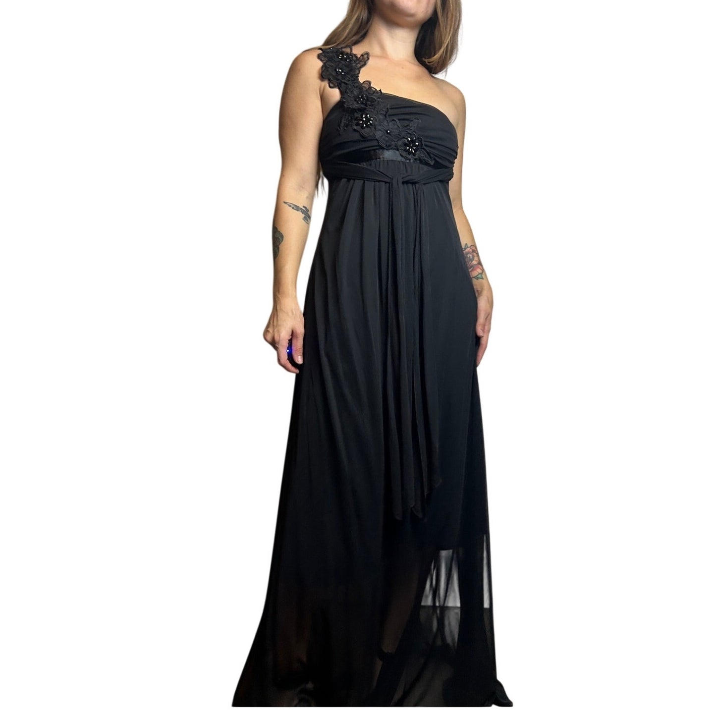 Beaded one shoulder B Darlin formal maxi dress size 3/4