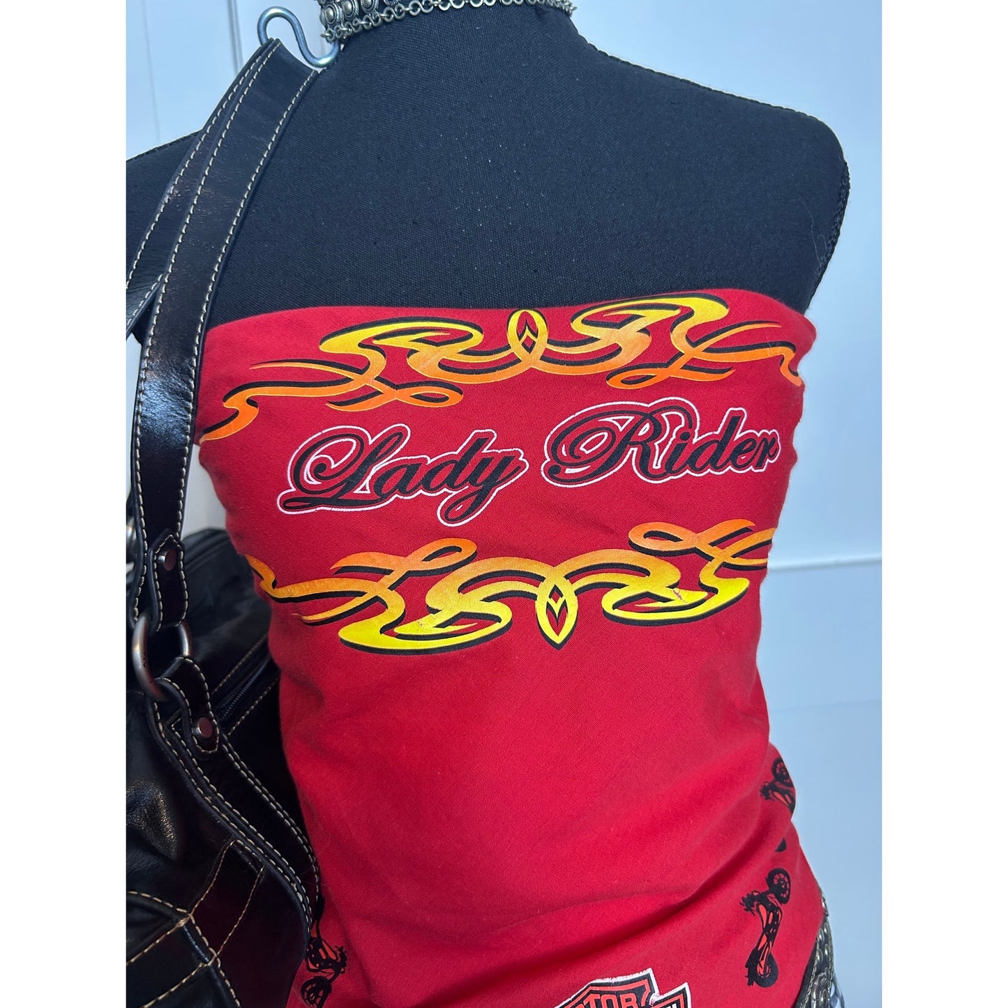 2004 Harley Davidson Lady Rider Bandana Rot Tribal Motorrad Y2K Biker Halstuch