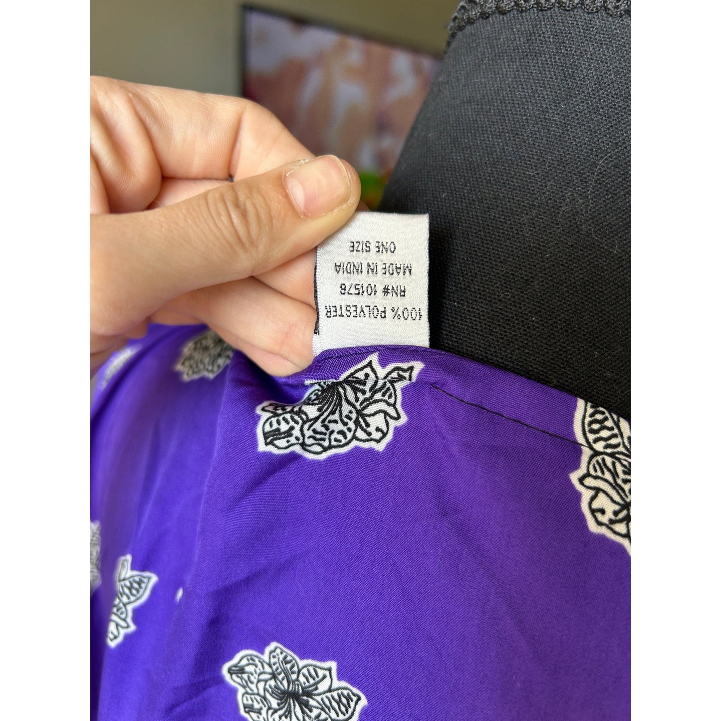 Purple Black & White Boho Kaftan – One Size Vintage Maxi