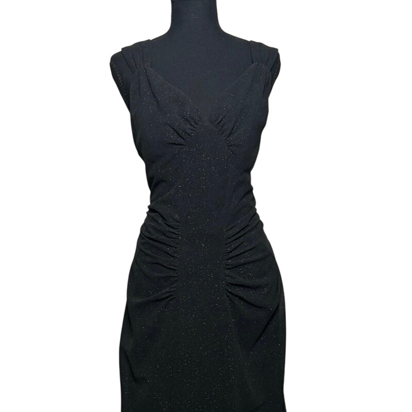✨ Black Glitter Ruched Mermaid Evening Dress – Blondie Nites