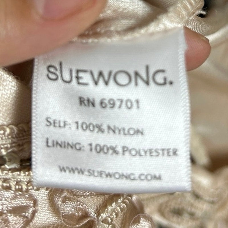 Sue Wong Nocturne Perlenbesetztes One-Shoulder-Kleid Größe 10 Y2K Glam Formal