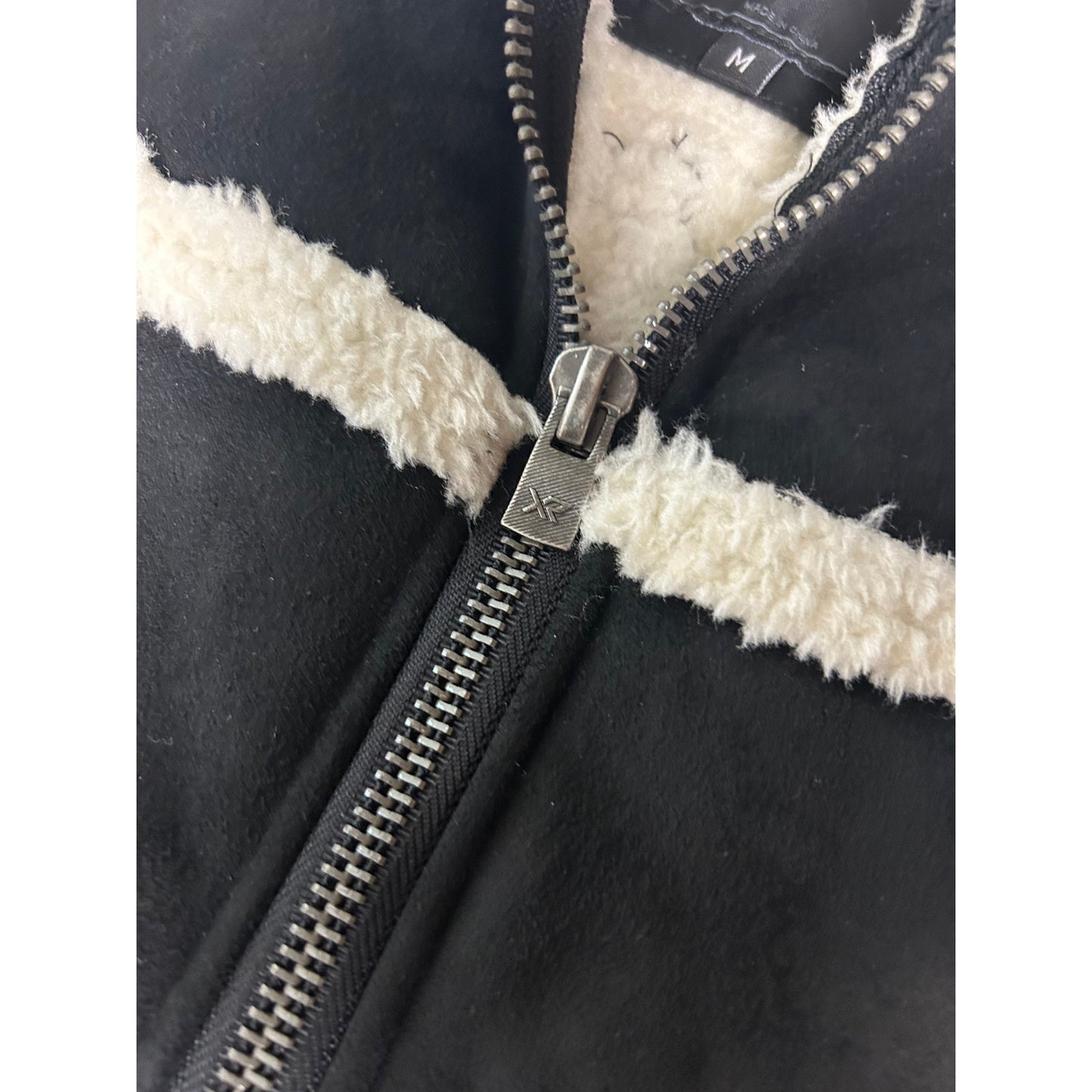 X-Ray Jeans Faux Suede Sherpa Coat - Size M - Black Western Style