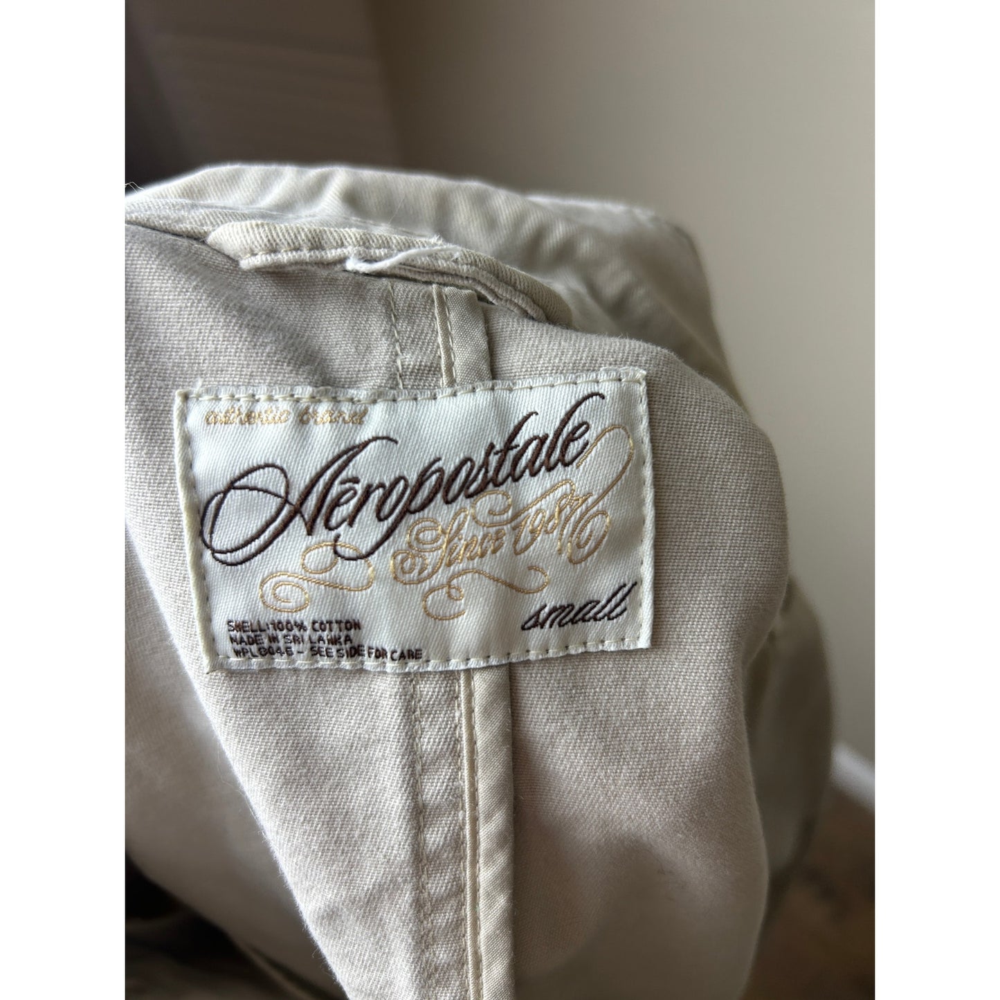Vintage Y2K Aeropostale Beige Blazer Brass Button Embroidered Snatched Waist Jacket Size S