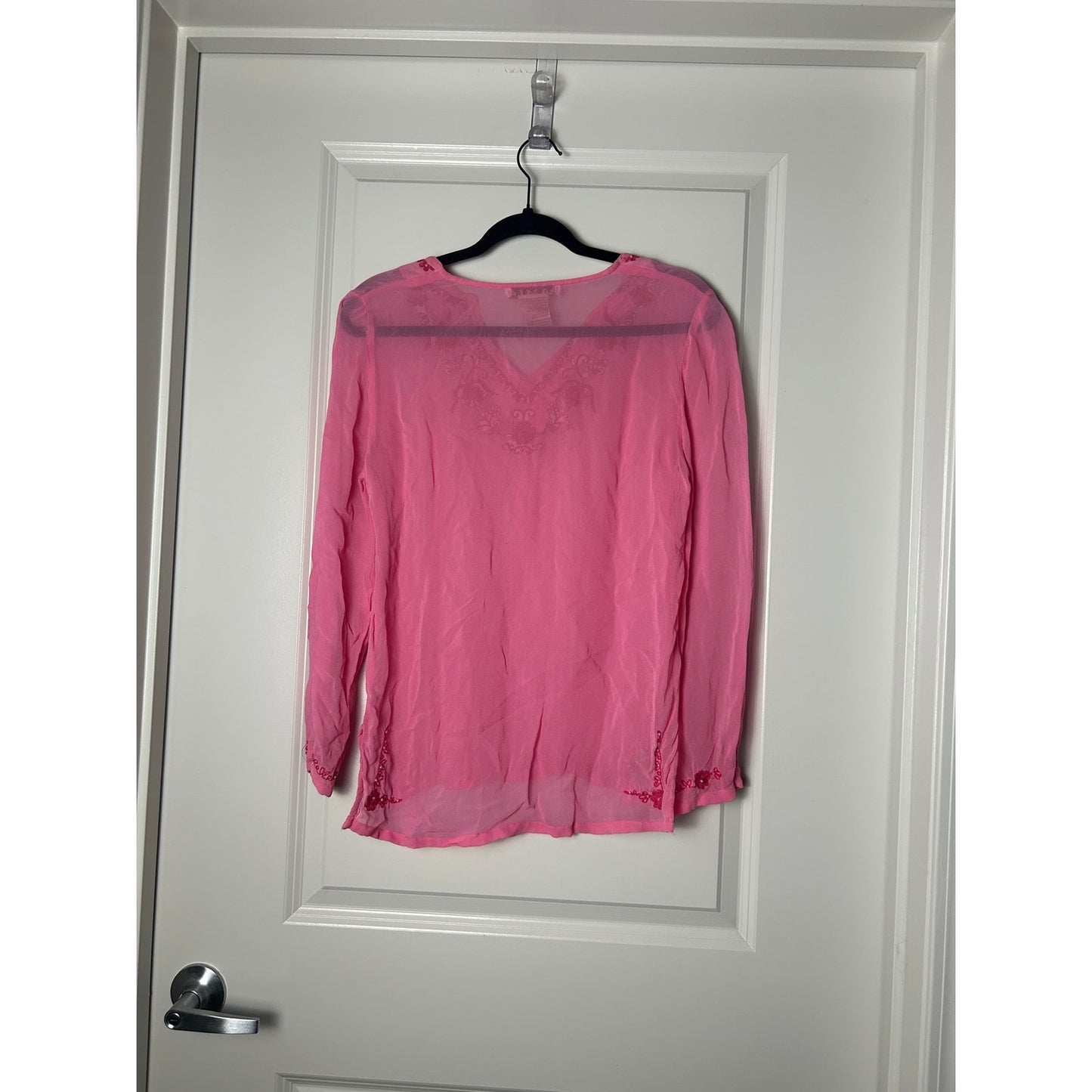 AML pink silk sheer embroidered fairy top size s