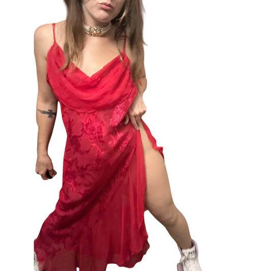 Victoria’s Secret Y2K Gold Label Satin Cowl Neck Slip Dress Asymmetrical