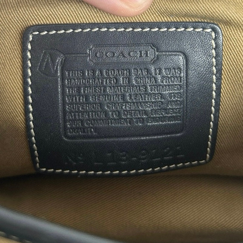 Coach 9121 Tan Canvas & Black Leather Messenger Bag Y2K Crossbody Retro Minimalist