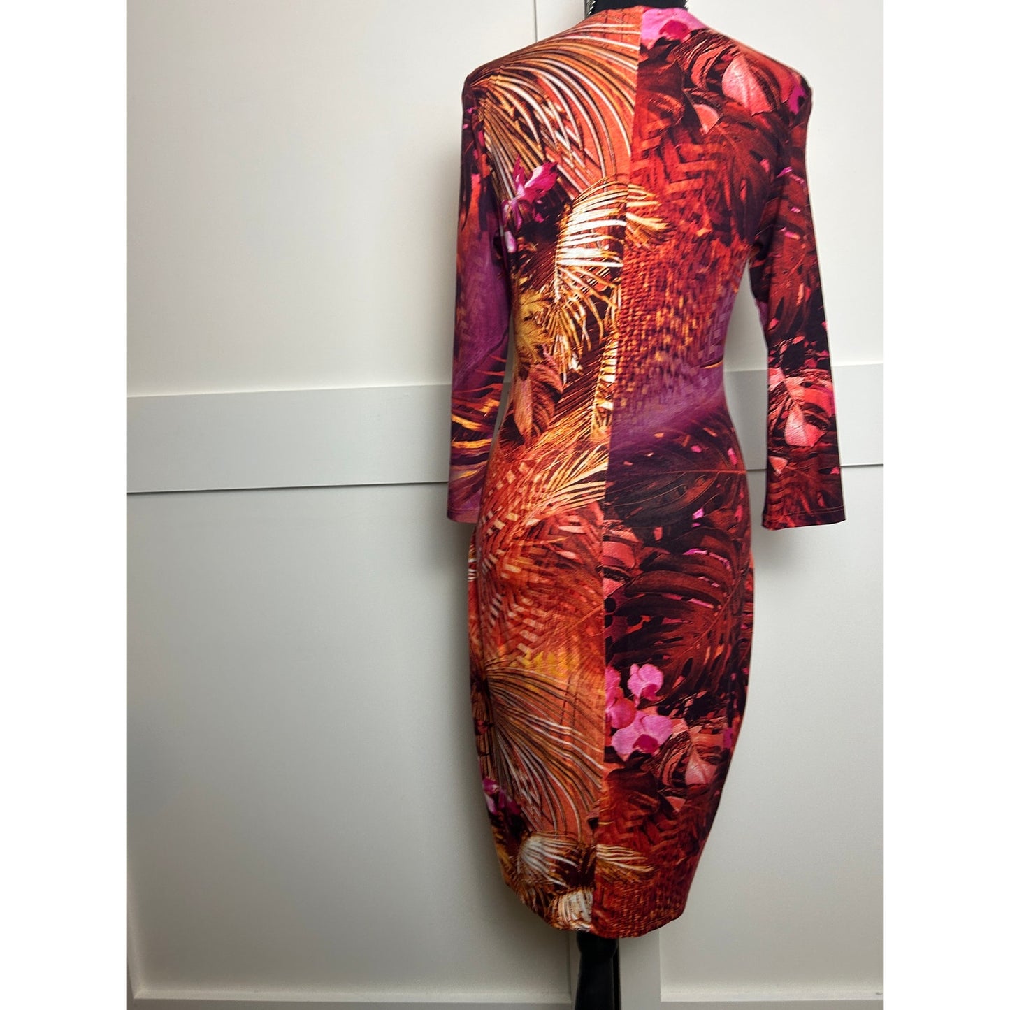 Cache Hibiscus Y2K Coconut Girl Asymmetrical Vacation Dress Size M rayon