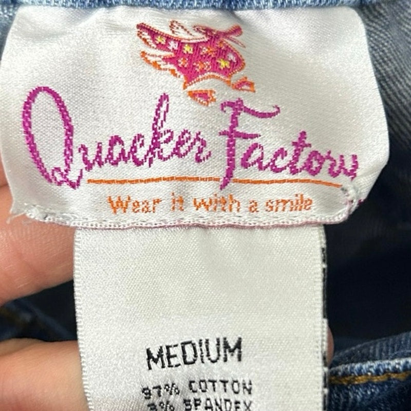 quacker factory straight leg jeans with butterfly bedazzles size m