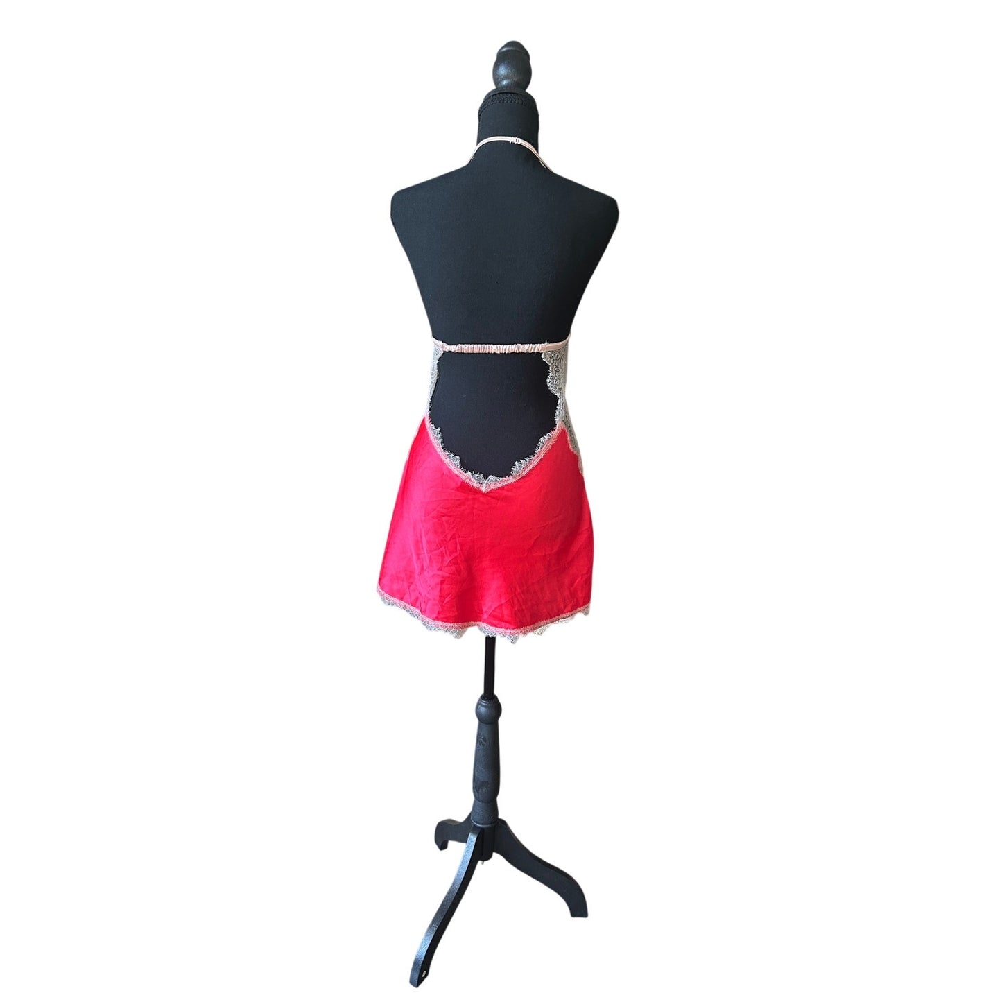 victoria secret eyelash lace slip dress low back hot pink size s