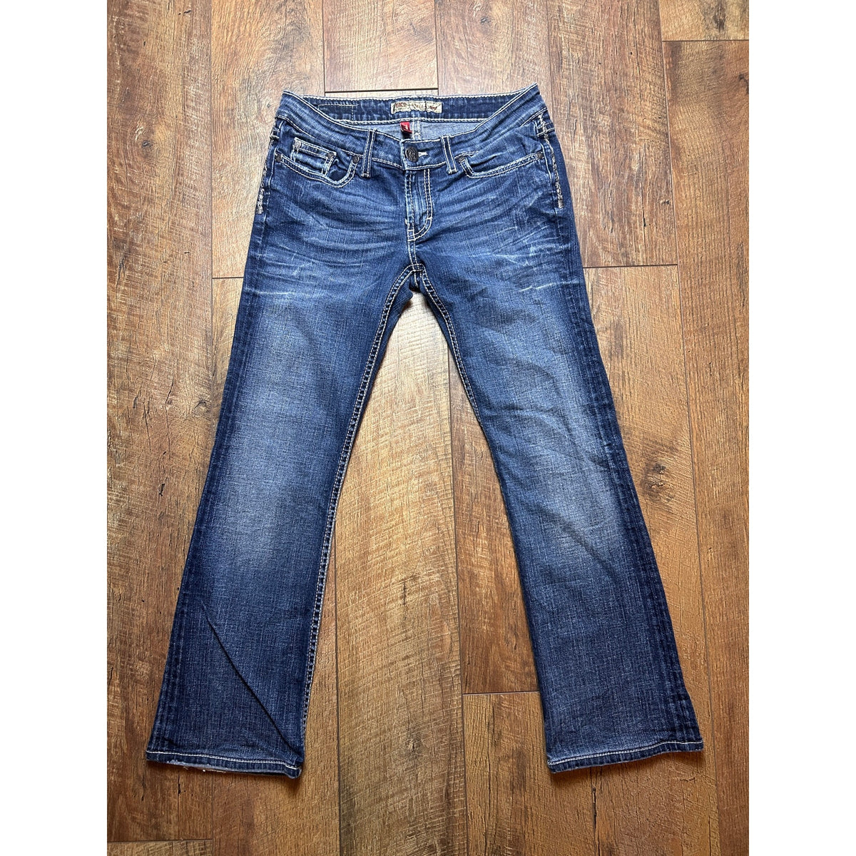 BKE Stella Bootcut Jeans 28x33.5 Low Rise Embroidered Back Flap Pockets Y2K