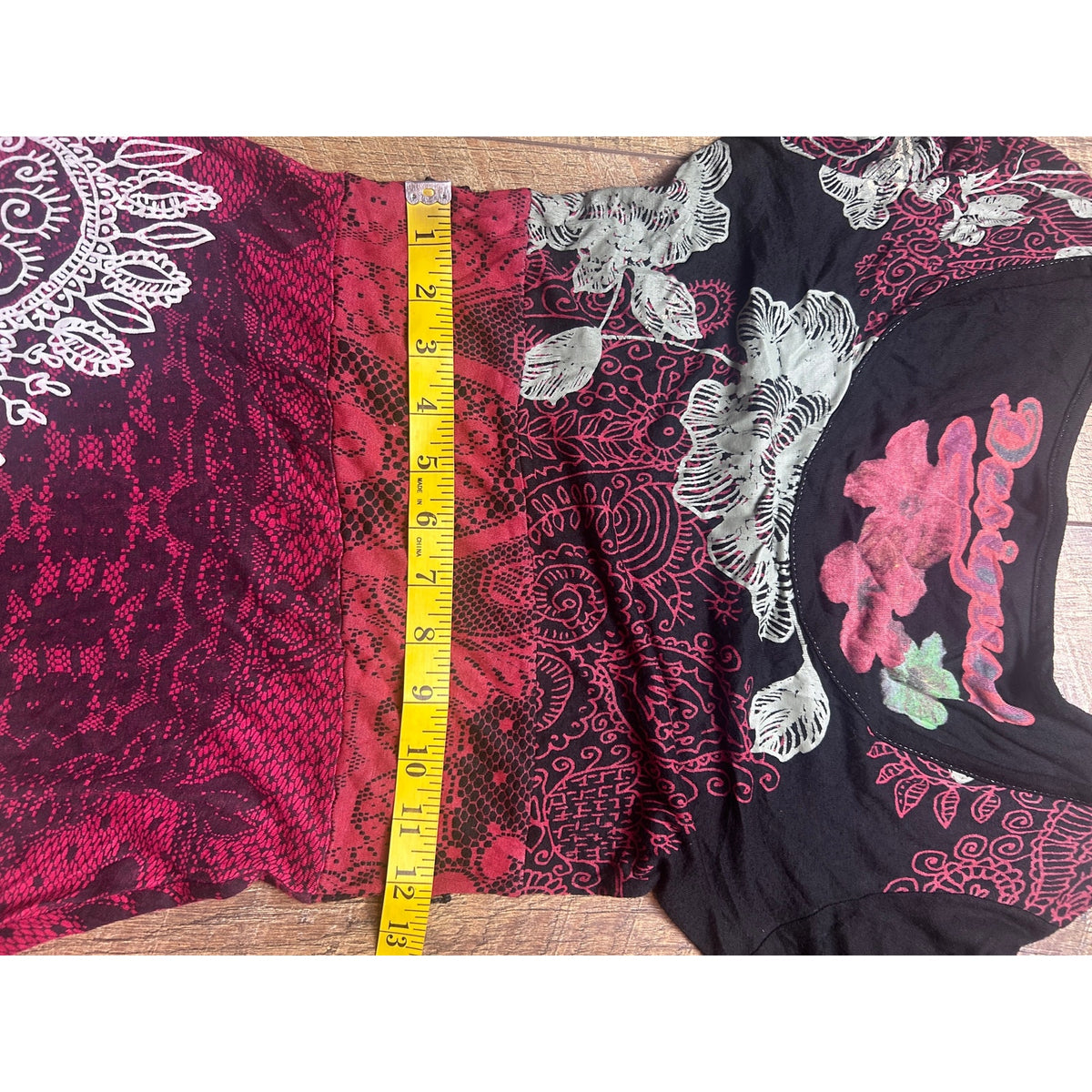 Desigual Red Black White Layered Bamboo Dress Size S | Y2K Fit & Flare