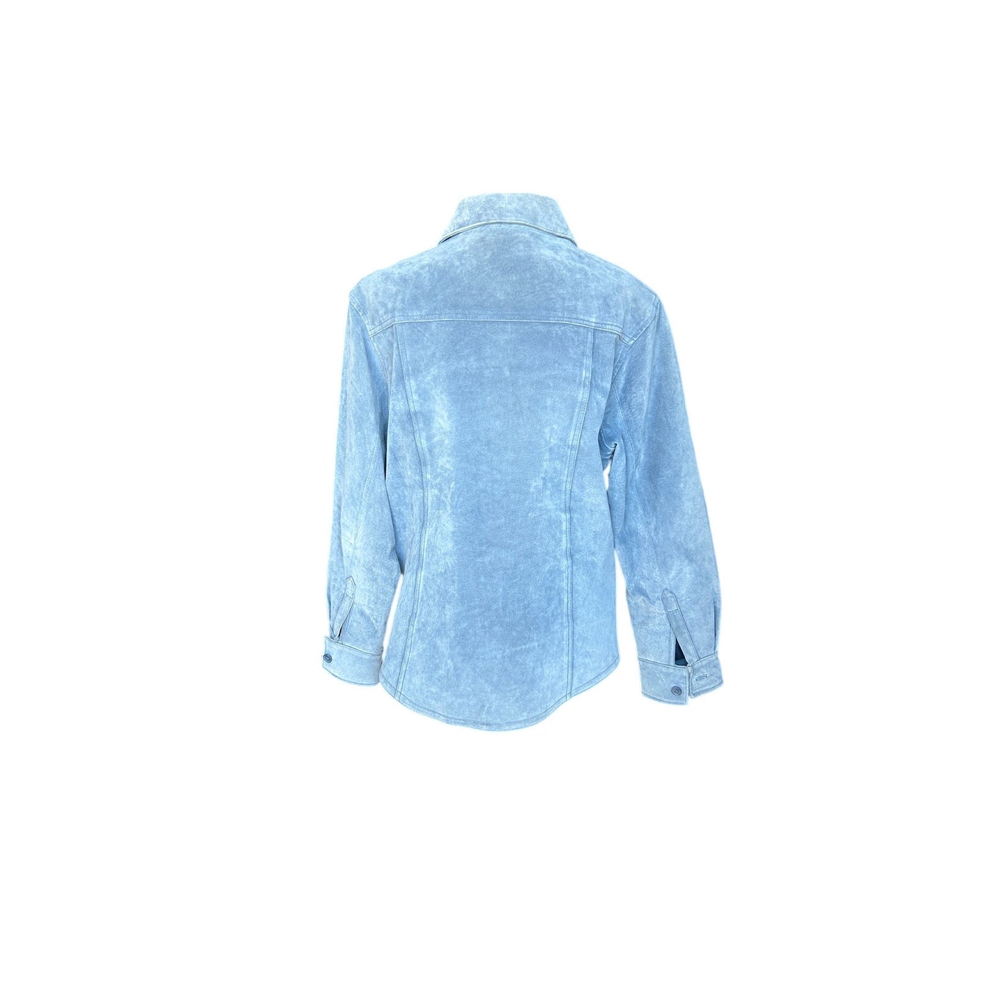 🩵 Vintage Powder Blue Suede Trucker Jacket – Dreamy Free People Vibe – Size L