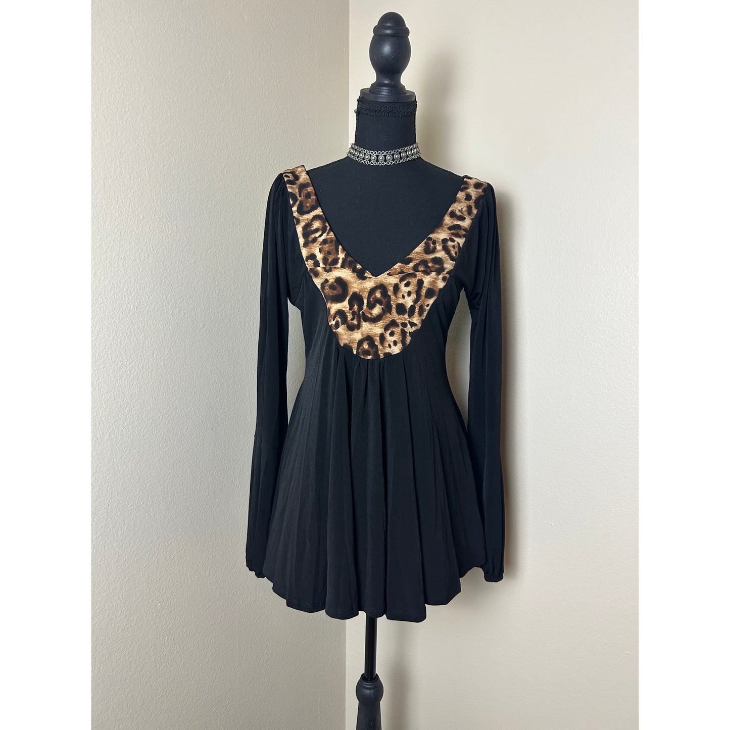 andrea behar robe tunique trapèze mini imprimé guépard taille m