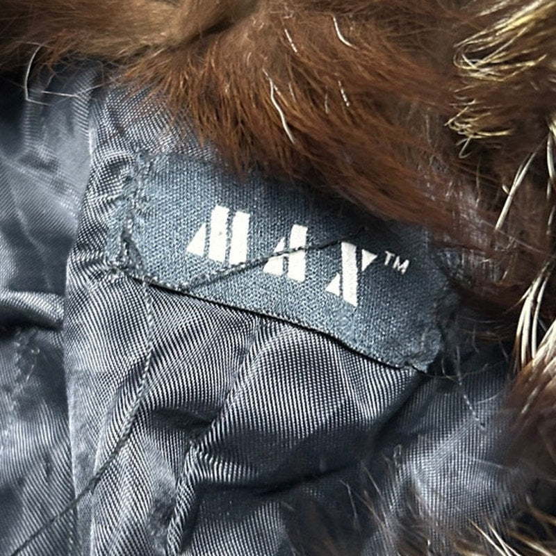 Vintage Italian Leather Penny Lane Coat Black Genuine Leather Fox Fur Trim Long Y2K