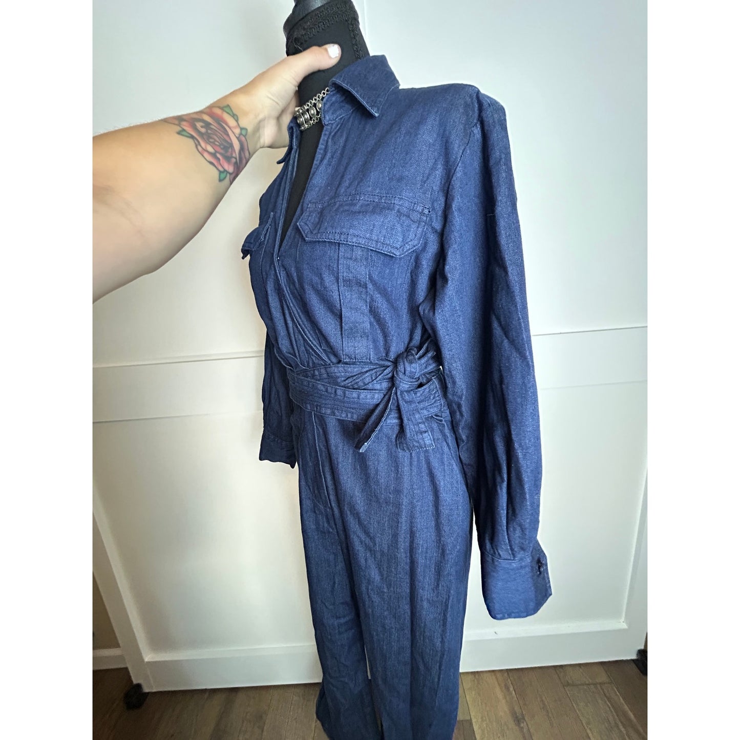 nwt banana republic chambray jumpsuit size 4 petite 170 retail