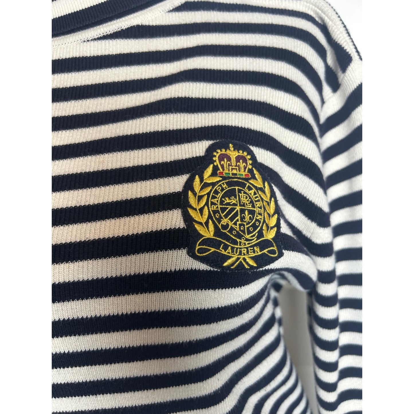 Lauren Ralph Lauren Crest Nautical Stripe Sweater Cotton Preppy size xl