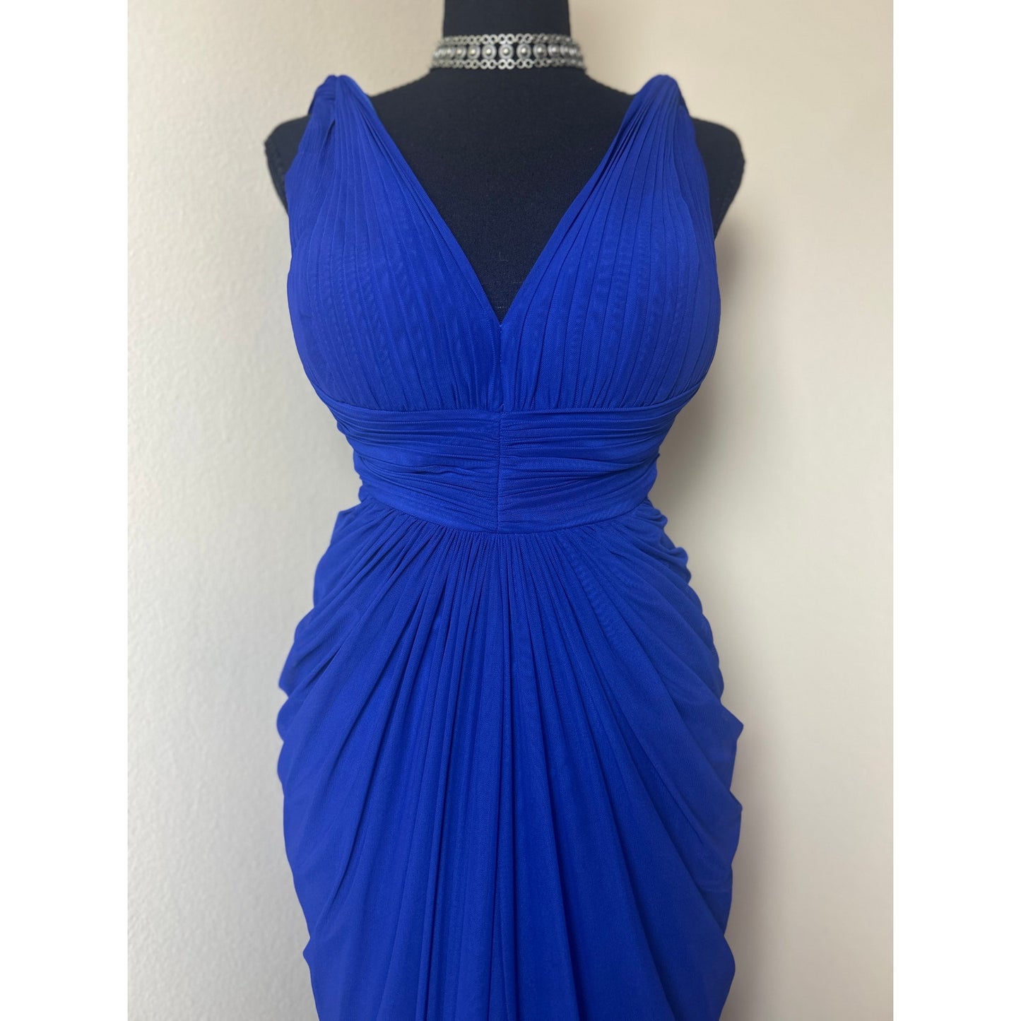 Cache blaues gerafftes Maxikleid