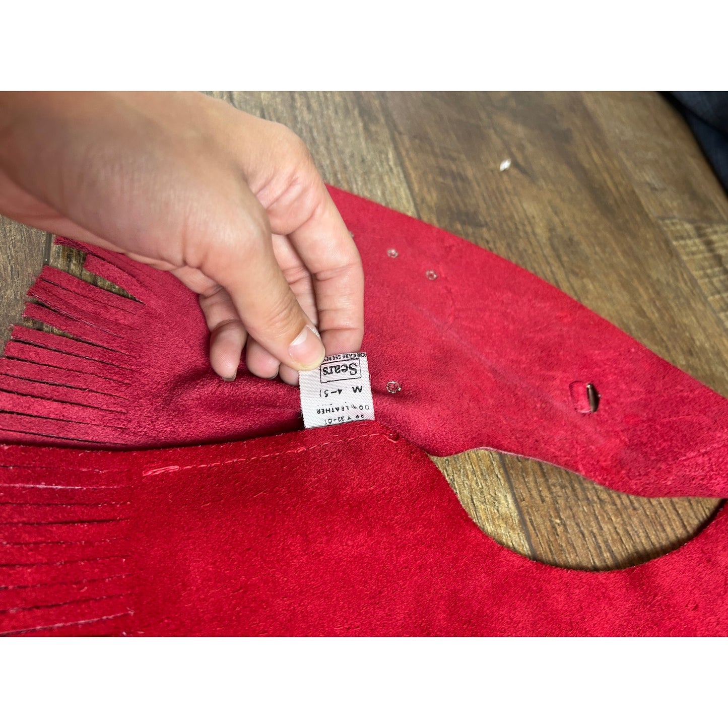 vintage sears suede red fringe rodeo western vest/ chap set 2-4T