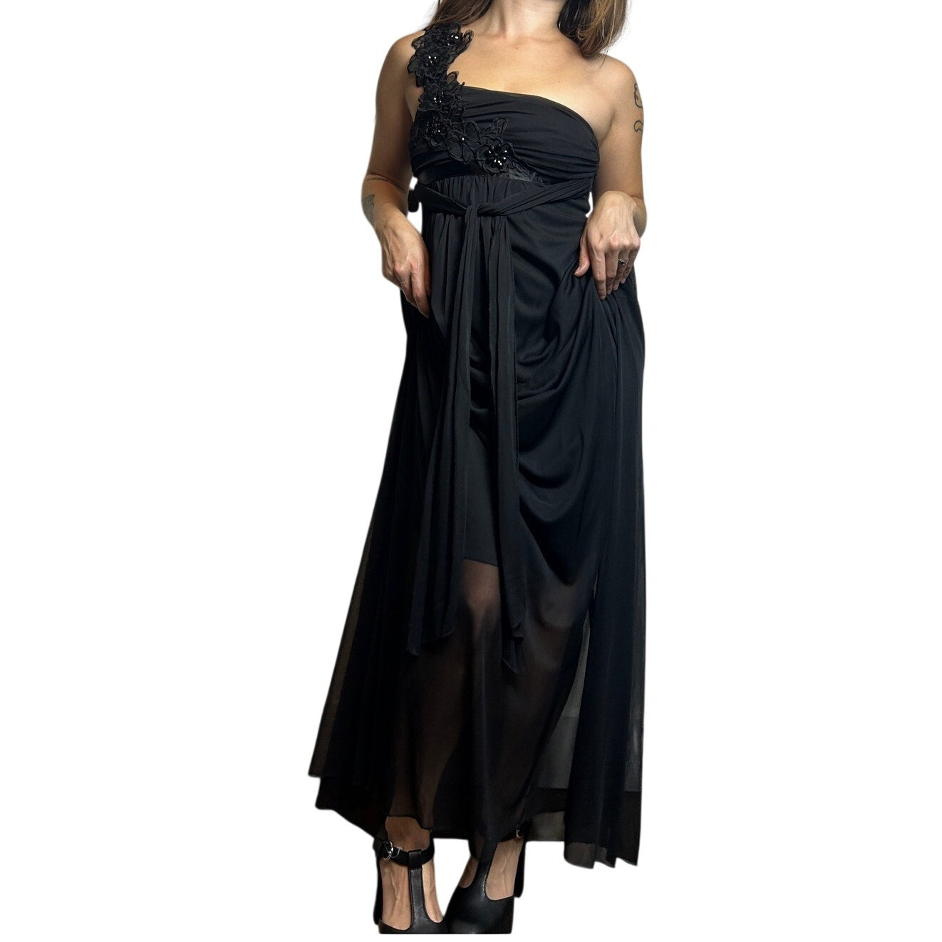 Beaded one shoulder B Darlin formal maxi dress size 3/4