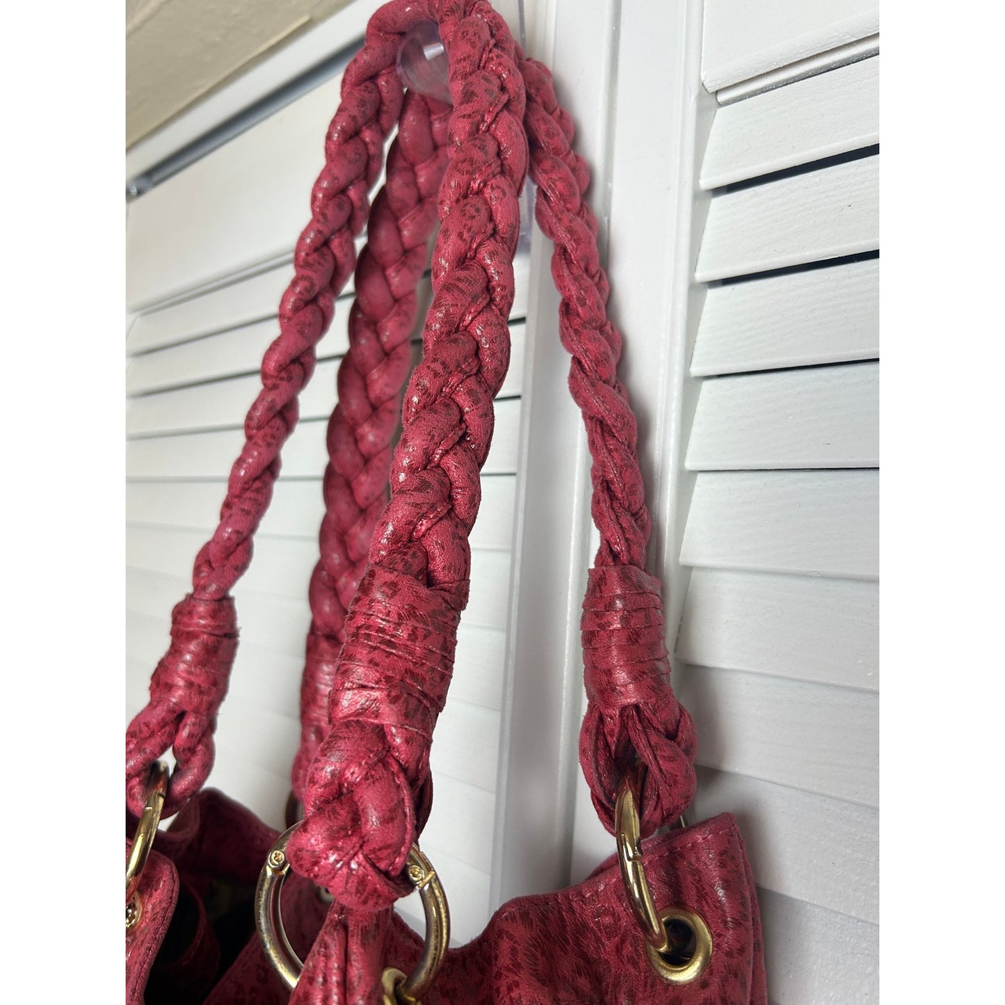 Lissane Pink Leopard Hobo Bag Y2K Indie Sleaze Grüne Umhängetasche mit Besatz