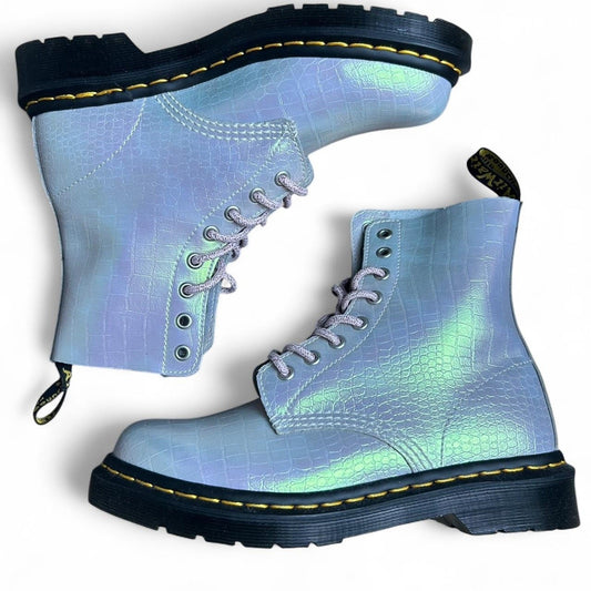 Bottes Dr Martens Pascal NEUVES argentées en cuir métallisé à lacets, taille 7 (UK 5)