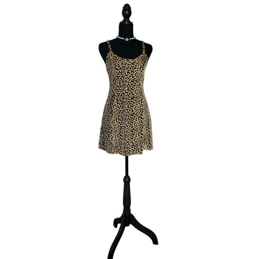Y2K Leopard Velour Spaghetti Strap Dress 🐆🖤