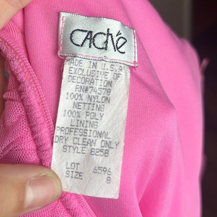 y2k cache hot pink fairy hem strapless dress size 8 coquette harajuku