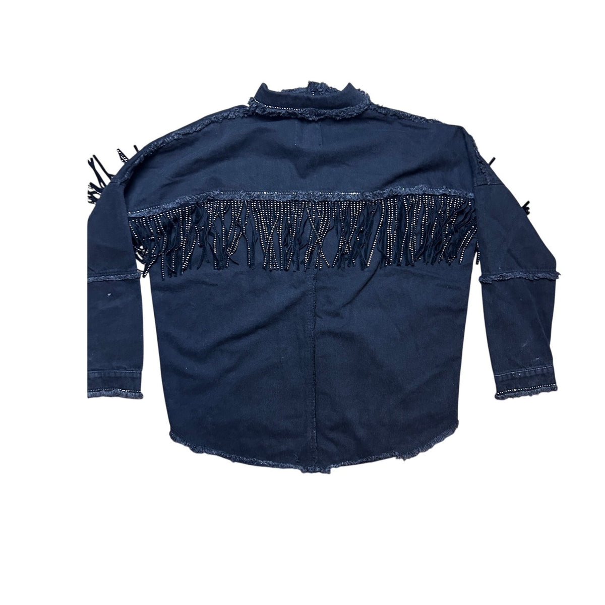 Zara Rhinestone Fringe Western Denim Oversized Jacket — Alternative Y2K