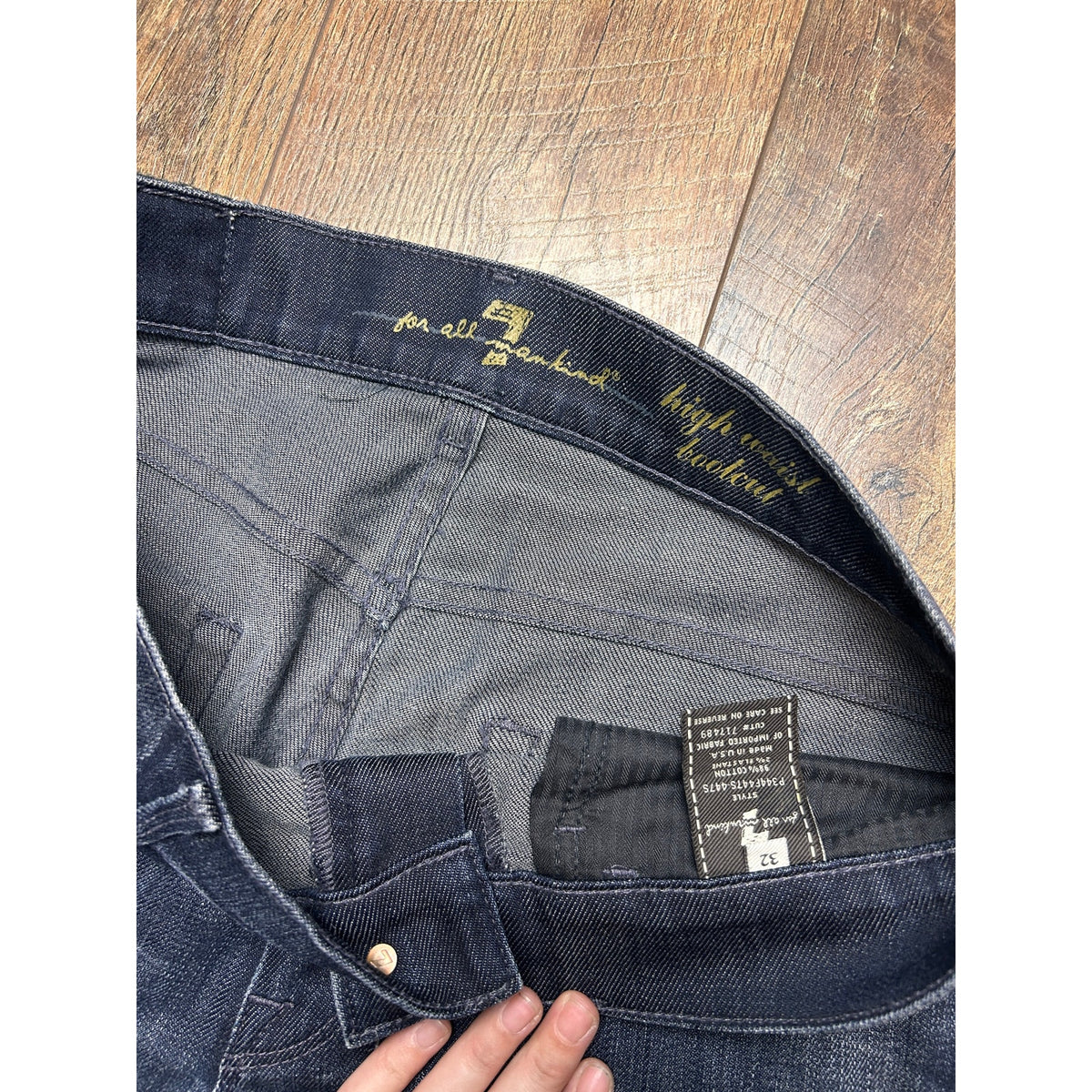 7 For All Mankind High Waist Bootcut Jeans 32x32 Style 717489 Designer Y2K Denim