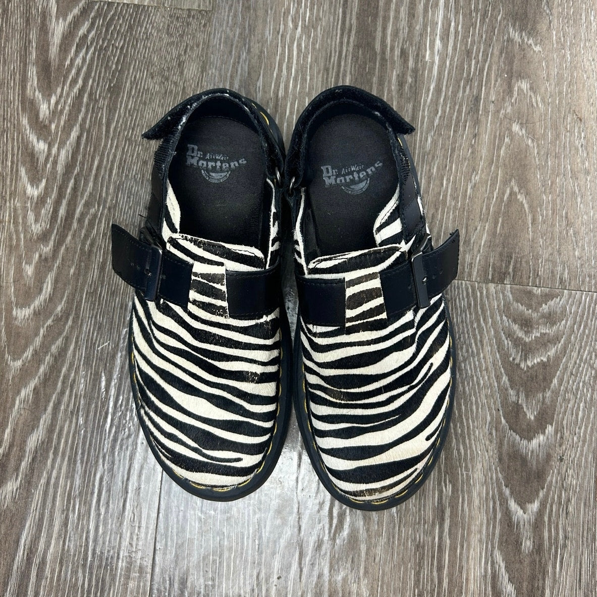 Mules Dr. Martens Jorge II Zebra Hair-On Taille 6 Imprimé Vache à Enfiler
