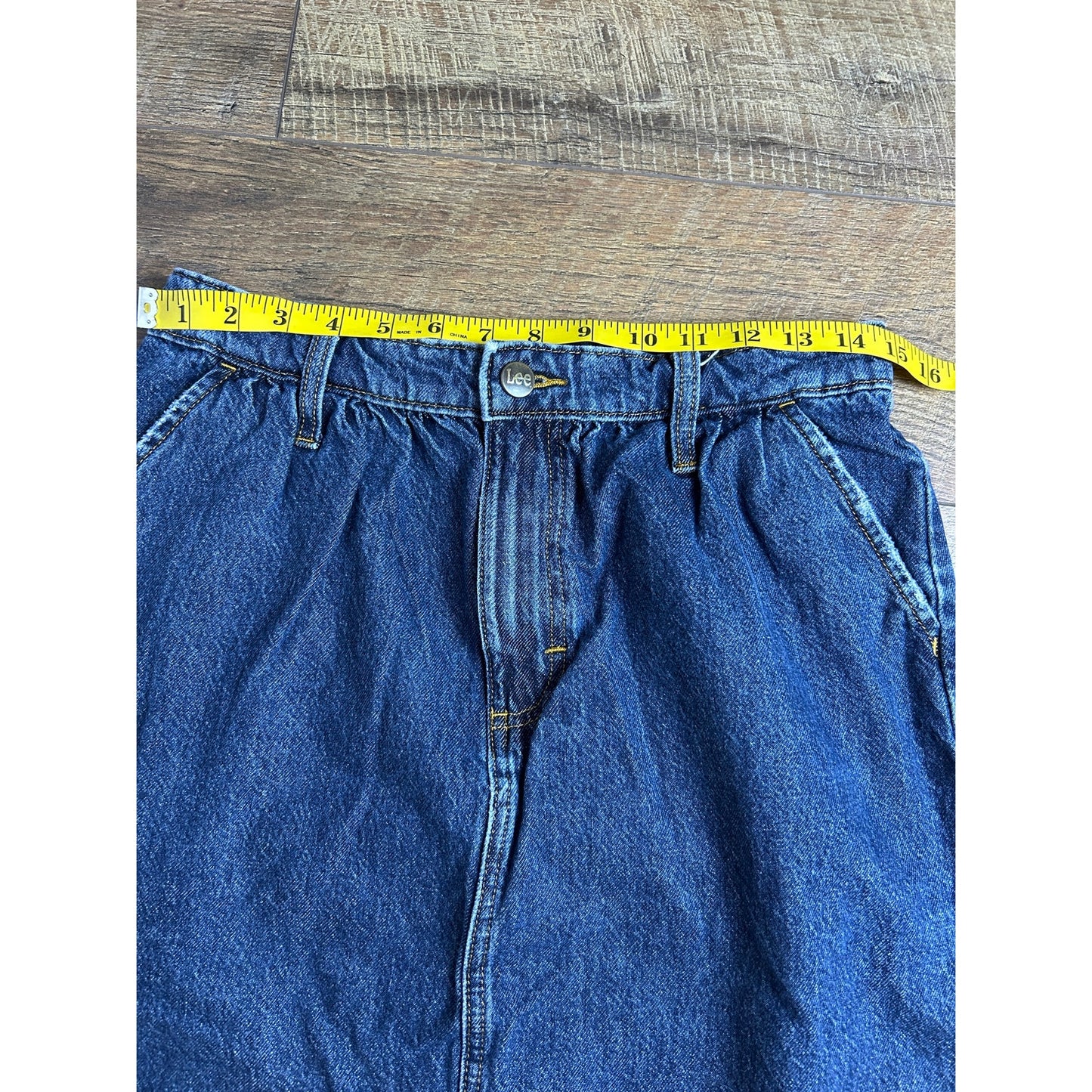 Vintage Lee Acid Wash Denim Midi Skirt Pleated Pencil Style 80s 90s