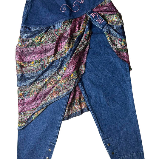 1980s Z. Cavaricci size 32x24 vintage euro jeans with attached skirt