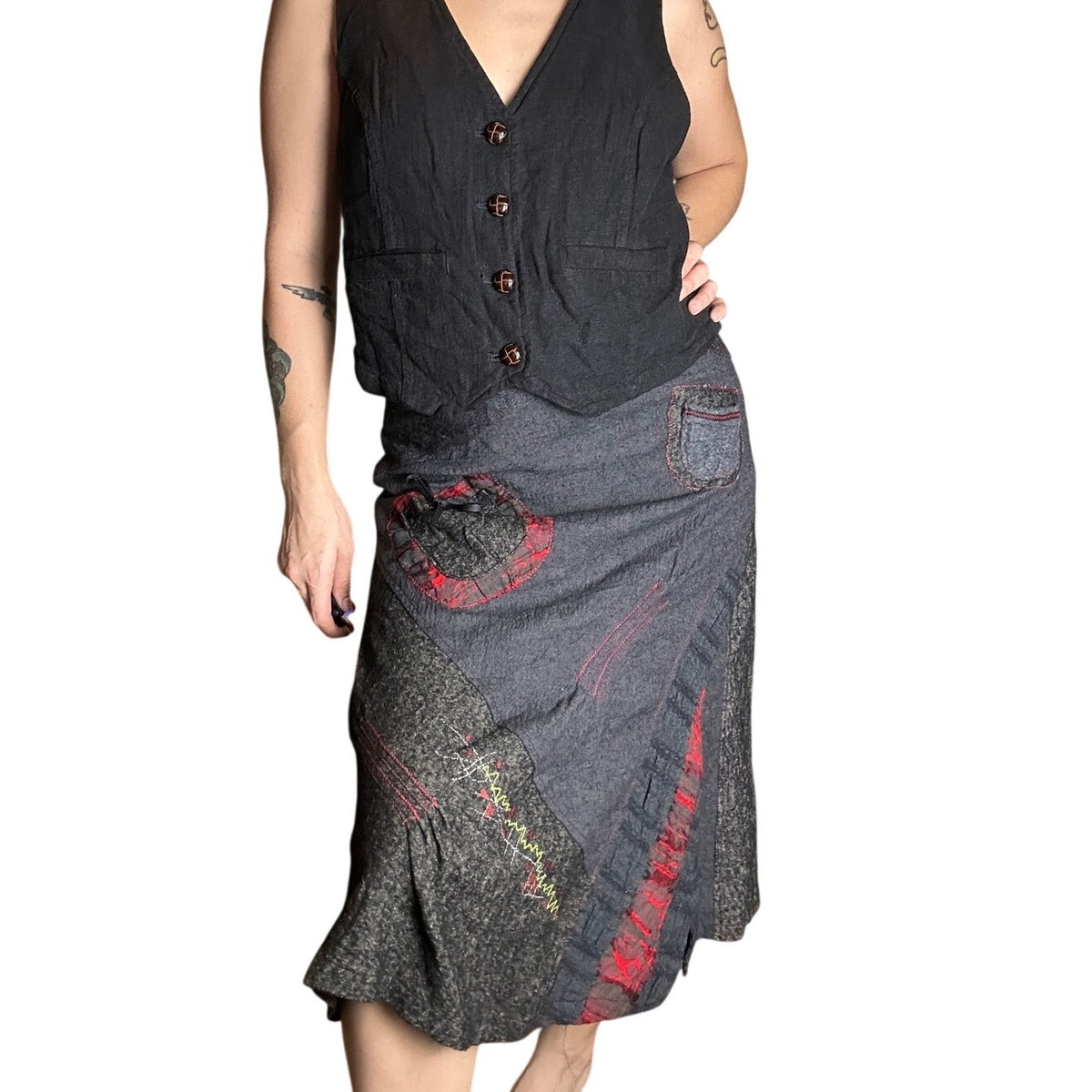 Euro grunge Adventures des Toiles Hiver 2007 Patchwork Skirt EU 38