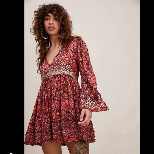 Robe Tunique Ample Free People Bali Sweet Blossom S Bohème Fluide 350 $ PDSF