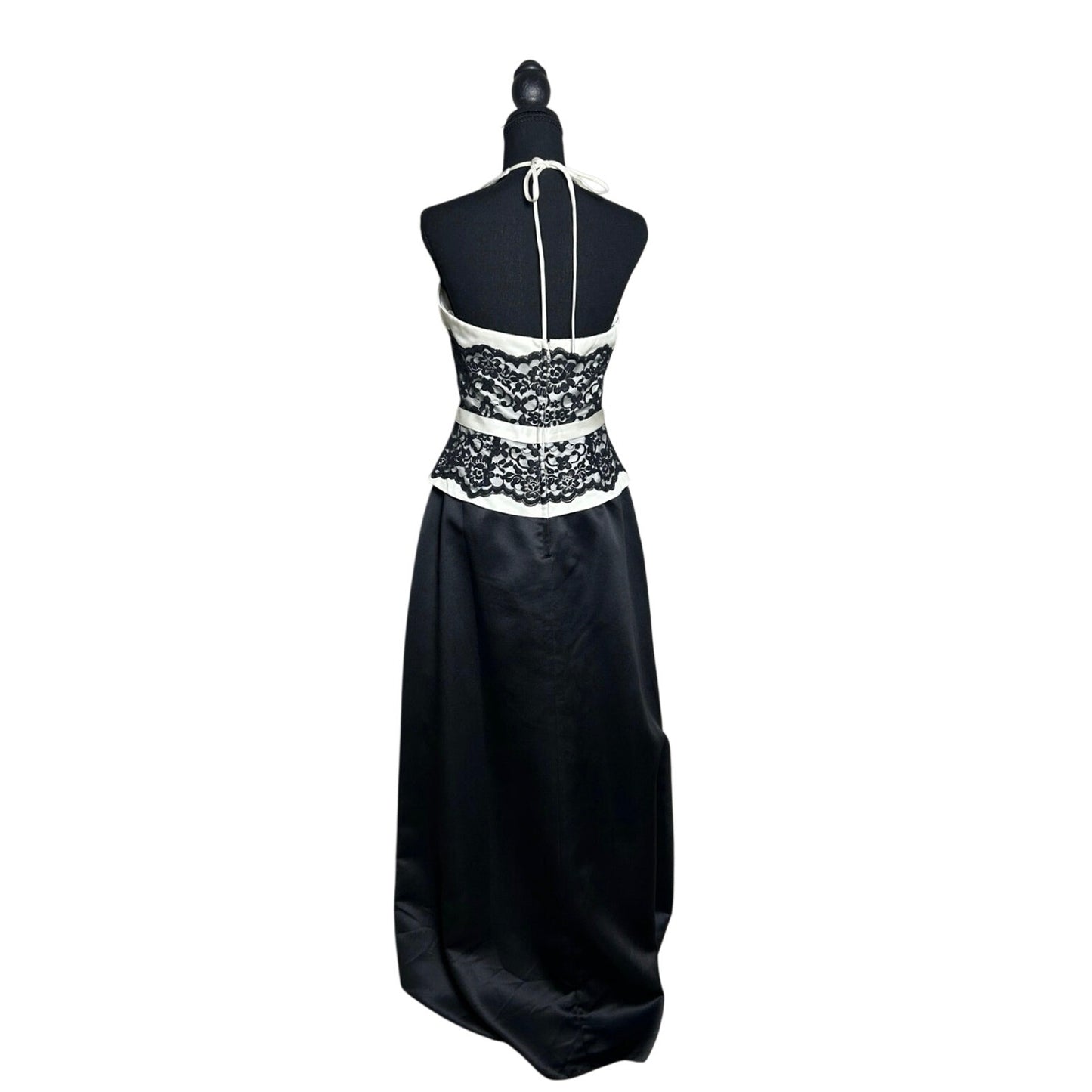 🖤 Alfred Angelo Schwarz & Weiß Satin & Spitze Neckholder Ballkleid