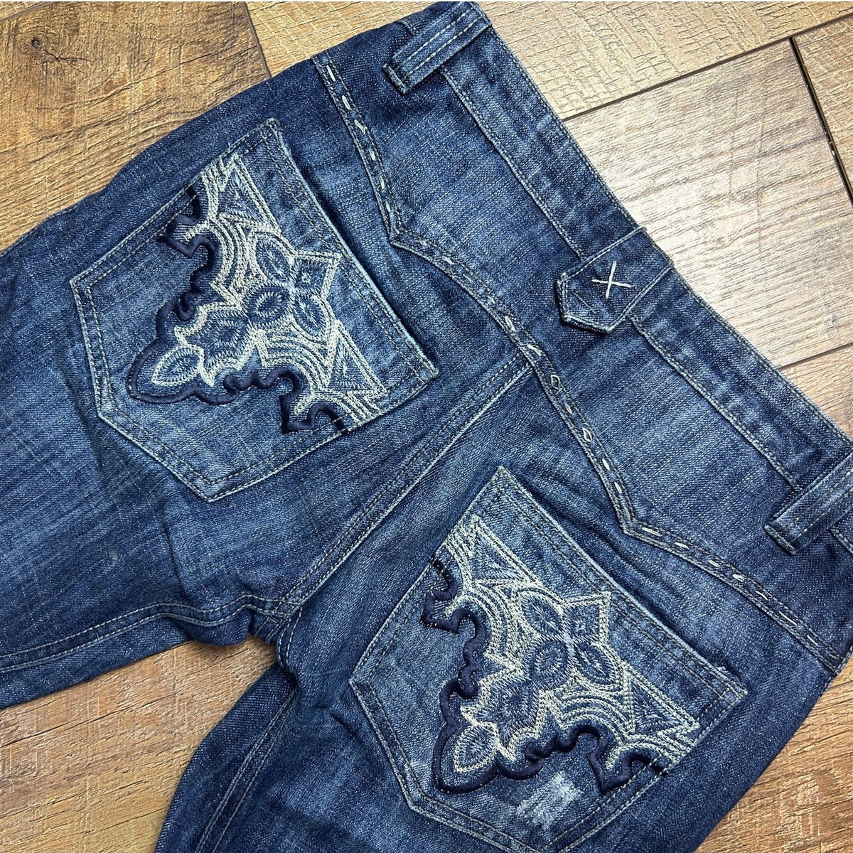 Antik Denim Embroidered Western Bootcut Jeans Size 28 - Y2K Low Rise Faded Denim