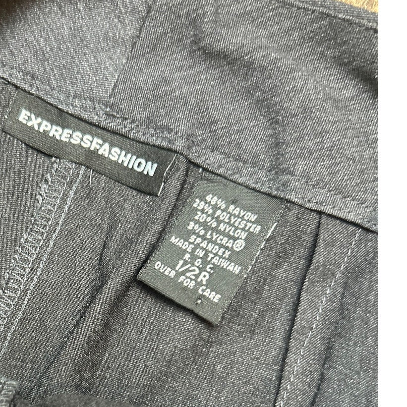 y2k low rise express corporate goth french seam pants charcoal gray
