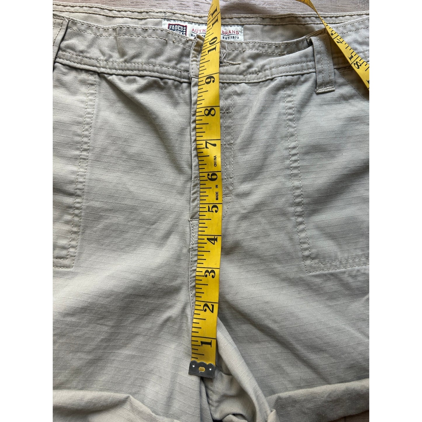 y2k faded glory 100% cotton cuffed khaki shorts mandalay brown rn 89169