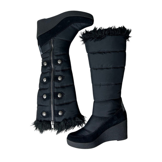 juicy wedge heel faux fur trim snow boots size 7