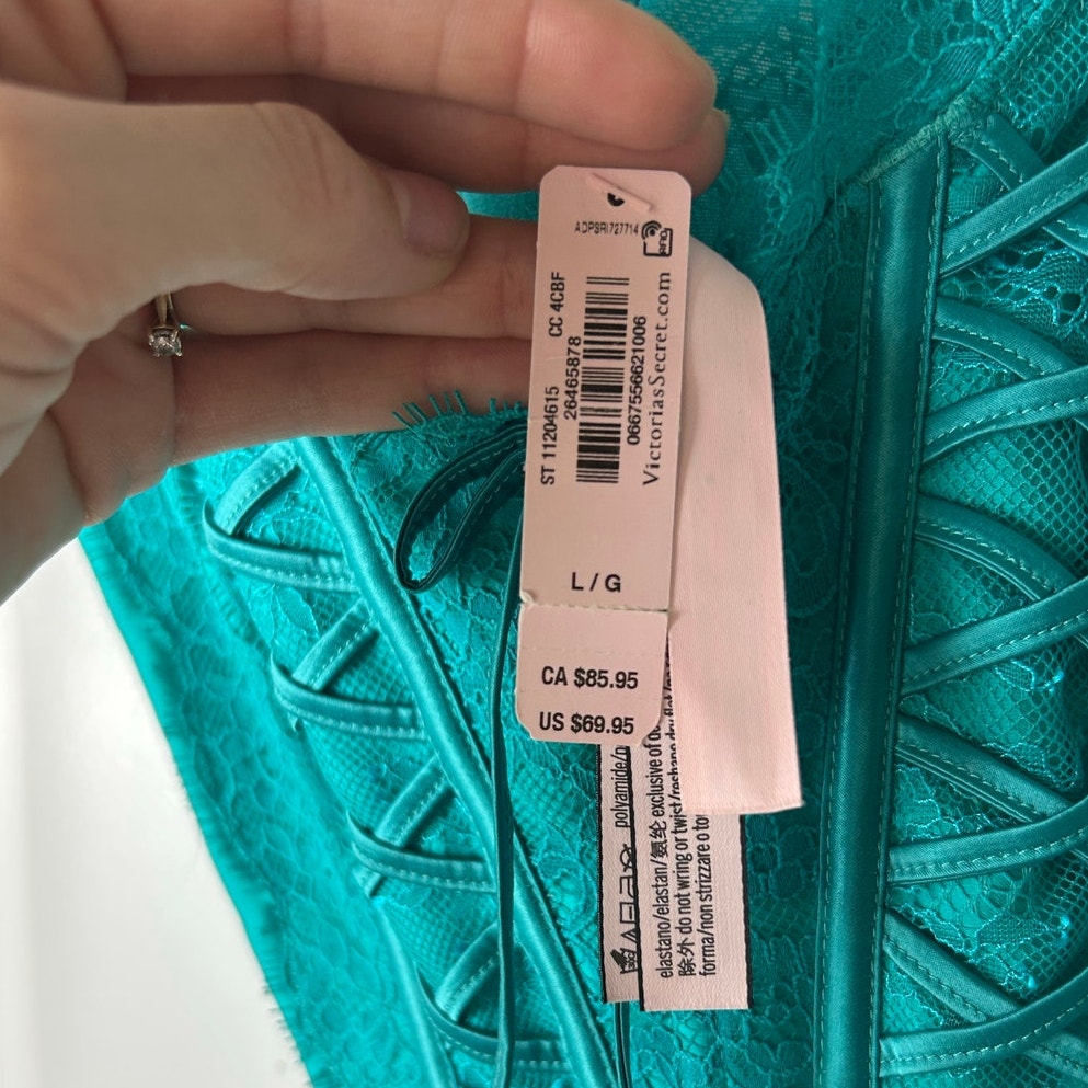 NWT Victoria secret corset teal size l