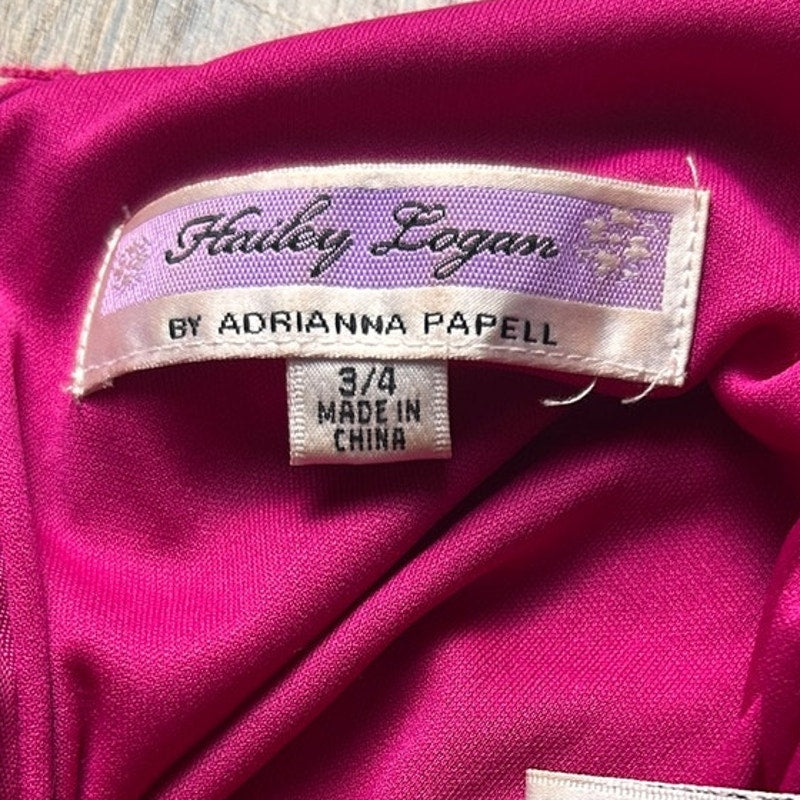 hailey logan adriahna pappel y2k formal gown, beaded sequin fit and flare backless dress magenta size 3/4