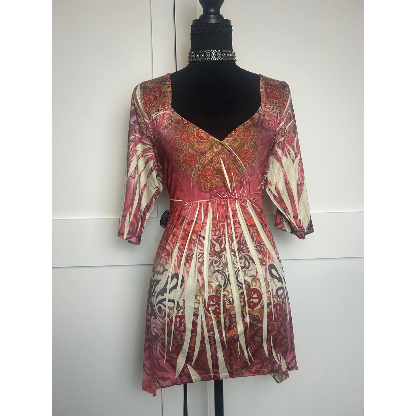 y2k fairy grunge babydoll top apt 9 half sleeve tattoo shirt with sequins size l