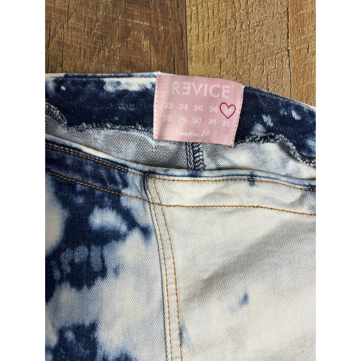 Revice NWT His loss pant apollo Asymmetrical Waist Cowgirl Jeans Tie Dye Acid Wash Low Rise Flare Size 27